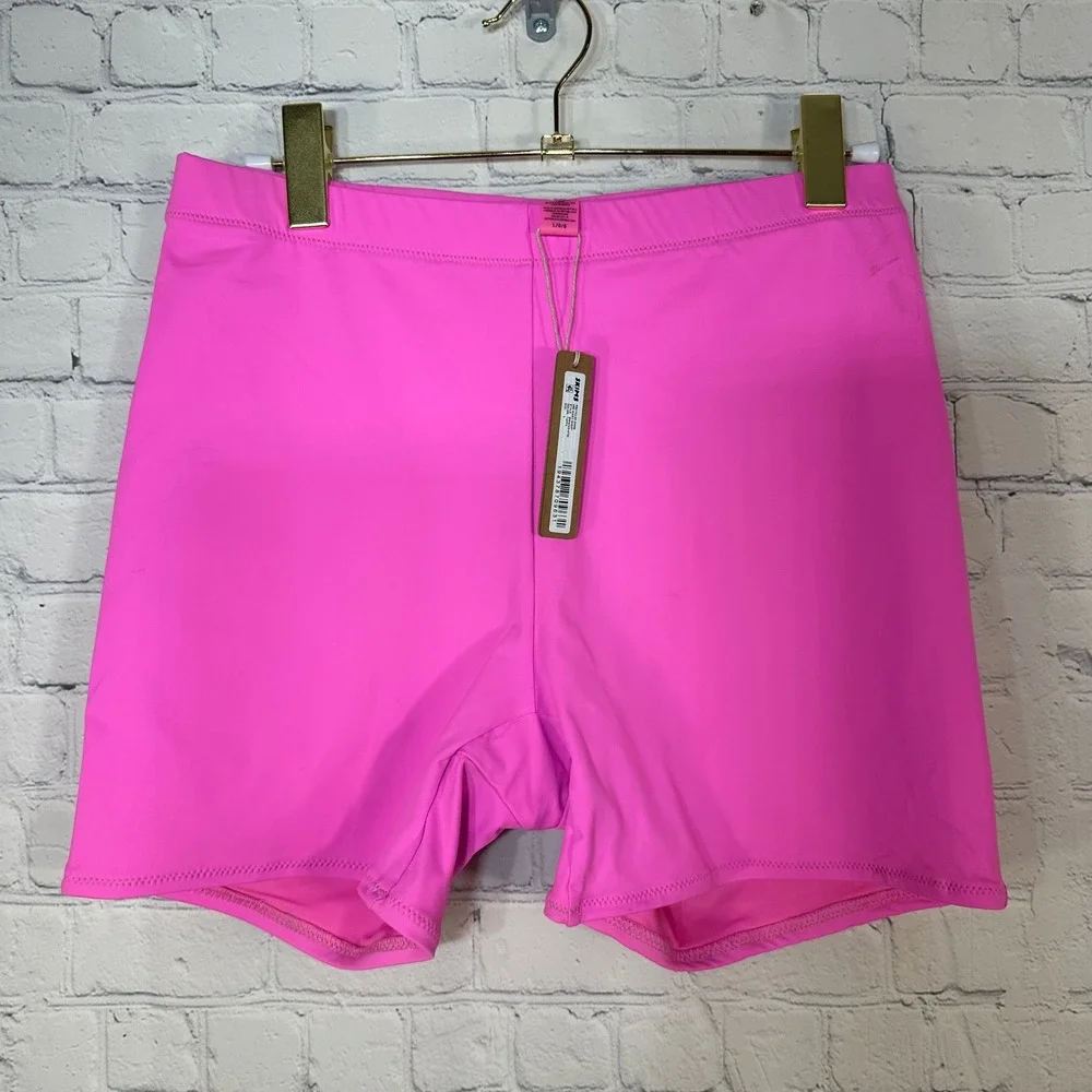 Skims Recycled Swim Mid Waist Short Taffy Pink SW-MWS-0750 Womens Size L